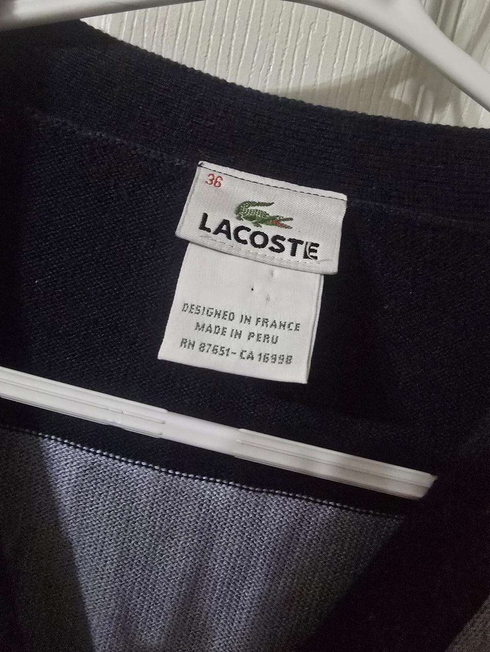 Y2K Lacoste Rugby Stripe Tunic Length Button Down Cotton Knit Cardigan Sweater. - Picture 11 of 12